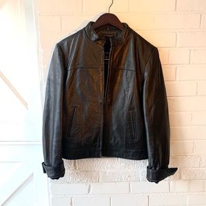 Leather Vintage Moto Jacket Black Made In Italy